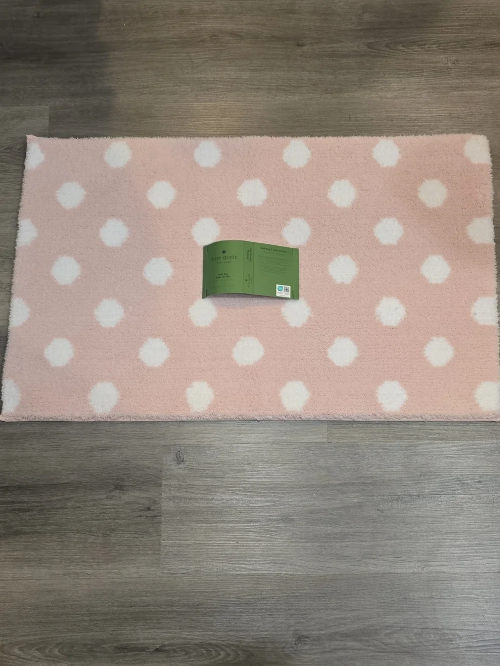 Kate Spade New York Pink and White Polka Dot Plush 21 X 34 Bath Rug